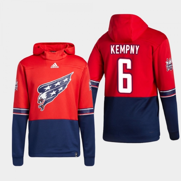 Men's Washington Capitals Michal Kempny #6 2021 Reverse Retro Authentic Pullover Special Edition Red Hoodie