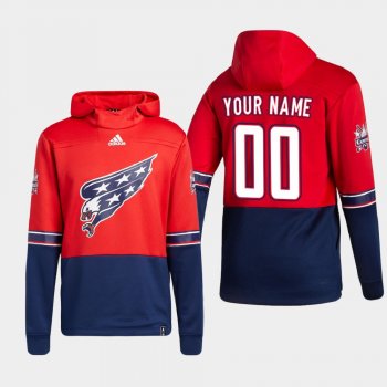 Men's Washington Capitals Custom #00 2021 Reverse Retro Authentic Pullover Special Edition Red Hoodie