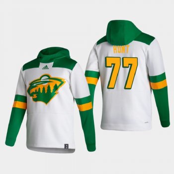 Men's HoodieMen's Minnesota Wild Brad Hunt #77 2021 Reverse Retro Authentic Pullover Special Edition White Hoodie