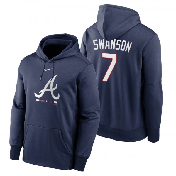 Atlanta Braves Dansby Swanson Navy Legacy Performance Pullover Hoodie