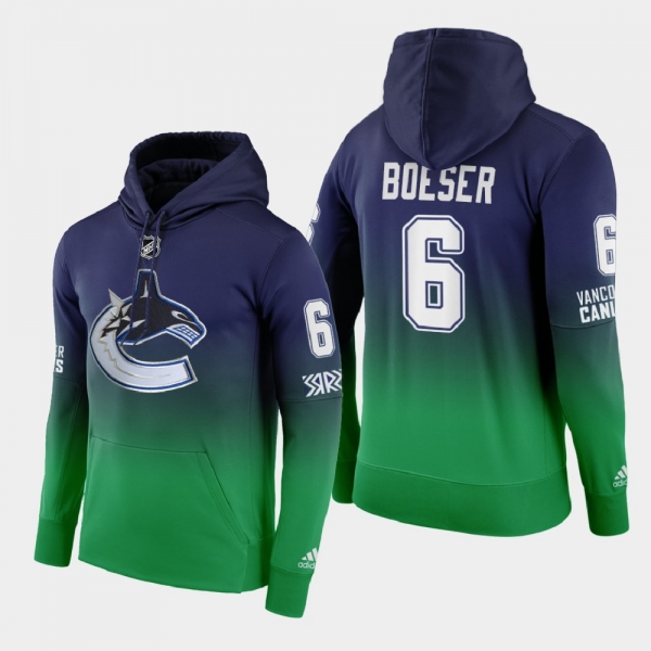 Vancouver Canucks Brock Boeser #6 2021 Reverse Retro Pullover Green Hoodie