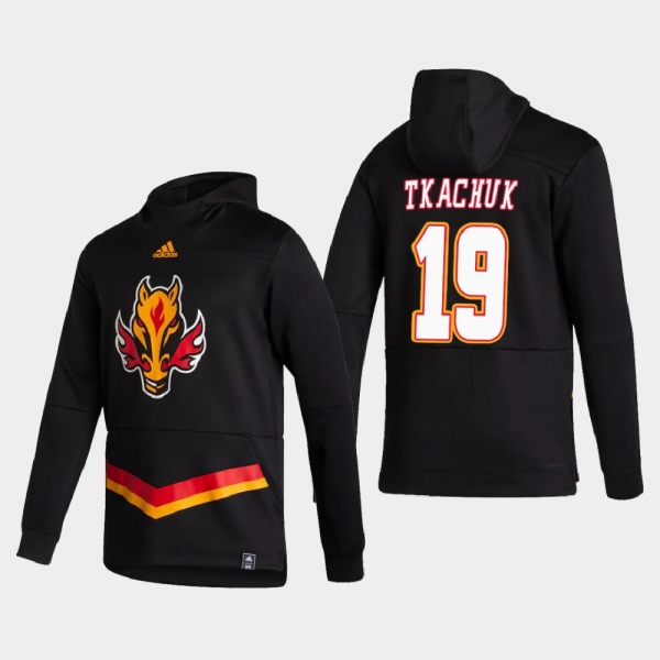 Men's HoodieMen's Calgary Flames Matthew Tkachuk #19 2021 Reverse Retro Authentic Pullover Special Edition Black Hoodie