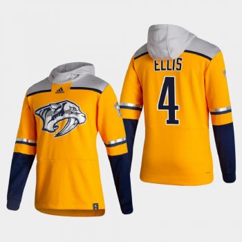 Men's Nashville Predators Ryan Ellis #4 2021 Reverse Retro Authentic Pullover Special Edition Gold Hoodie