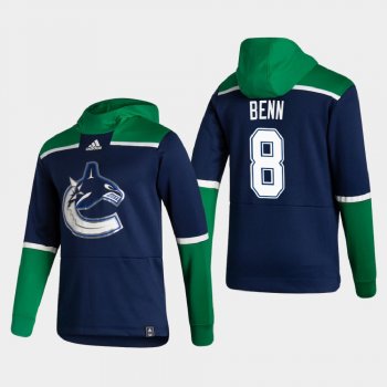 Men's Vancouver Canucks Jordie Benn #8 2021 Reverse Retro Authentic Pullover Special Edition Navy Hoodie