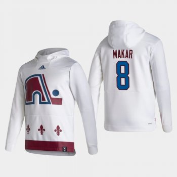 Men's Colorado Avalanche Cale Makar #8 2021 Reverse Retro Authentic Pullover Special Edition White Hoodie