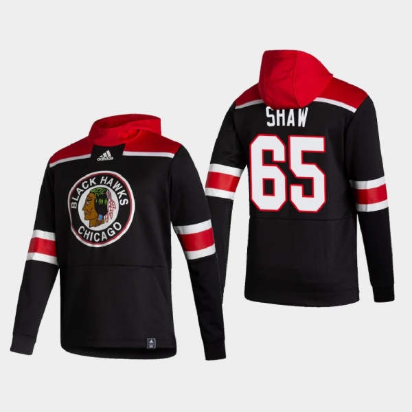 Men's Chicago Blackhawks Andrew Shaw #65 2021 Reverse Retro Authentic Pullover Black Hoodie