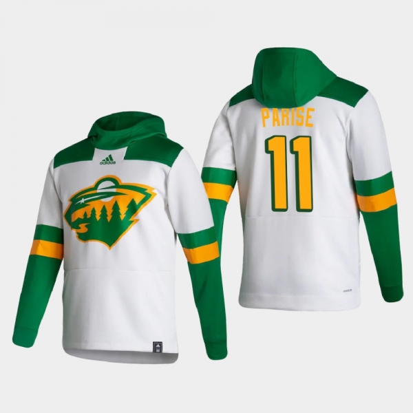 Men's Minnesota Wild Zach Parise #11 2021 Reverse Retro Authentic Pullover Special Edition White Hoodie