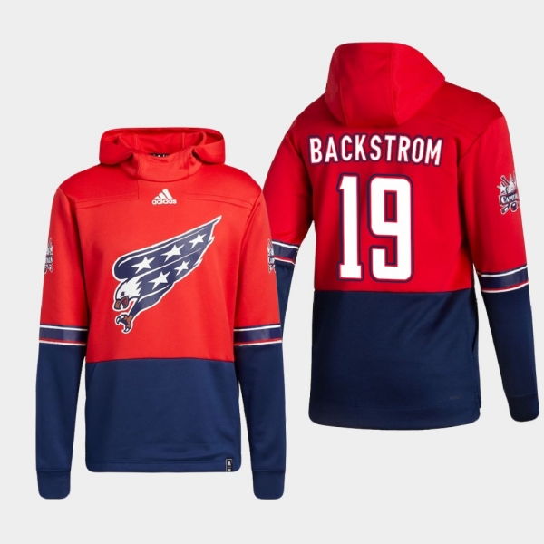 Men's Washington Capitals Nicklas Backstrom #19 2021 Reverse Retro Authentic Pullover Special Edition Red Hoodie