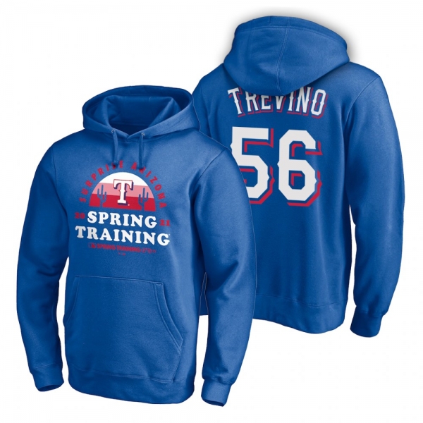 Texas Rangers Jose Trevino Royal 2021 Spring Training Upper Decker Pullover Hoodie