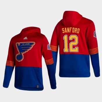 Men's St. Louis Blues Zach Sanford #12 2021 Reverse Retro Authentic Pullover Special Edition Red Hoodie