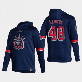 Men's HoodieMen's New York Rangers Brendan Lemieux #48 2021 Reverse Retro Authentic Pullover Special Edition Navy Hoodie