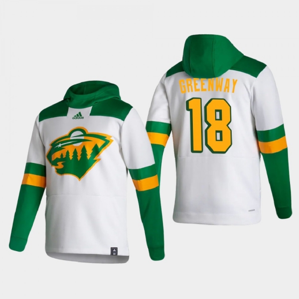 Men's Minnesota Wild Jordan Greenway #18 2021 Reverse Retro Authentic Pullover Special Edition White Hoodie