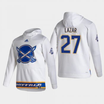 Men's Buffalo Sabres Curtis Lazar #27 2021 Reverse Retro Authentic Pullover Special Edition White Hoodie