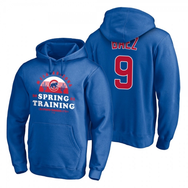 Chicago Cubs Javier Baez Royal 2021 Spring Training Upper Decker Pullover Hoodie