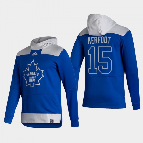 Men's Toronto Maple Leafs Alexander Kerfoot #15 2021 Reverse Retro Authentic Pullover Special Edition Blue Hoodie