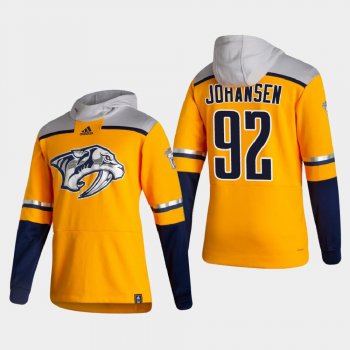 Men's HoodieMen's Nashville Predators Ryan Johansen #92 2021 Reverse Retro Authentic Pullover Special Edition Gold Hoodie