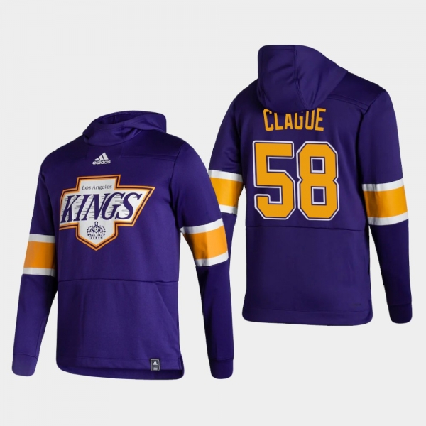 Men's HoodieMen's Los Angeles Kings Kale Clague #58 2021 Reverse Retro Authentic Pullover Special Edition Purple Hoodie