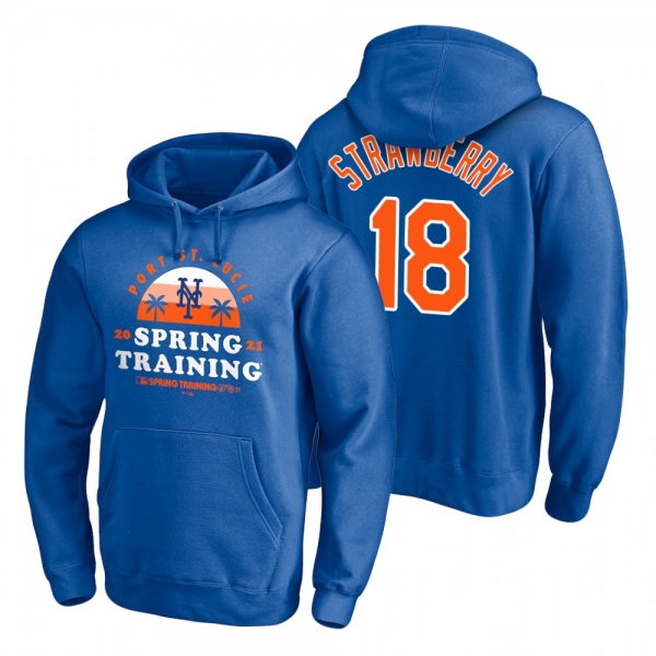 New York Mets Darryl Strawberry Royal 2021 Spring Training Upper Decker Pullover Hoodie