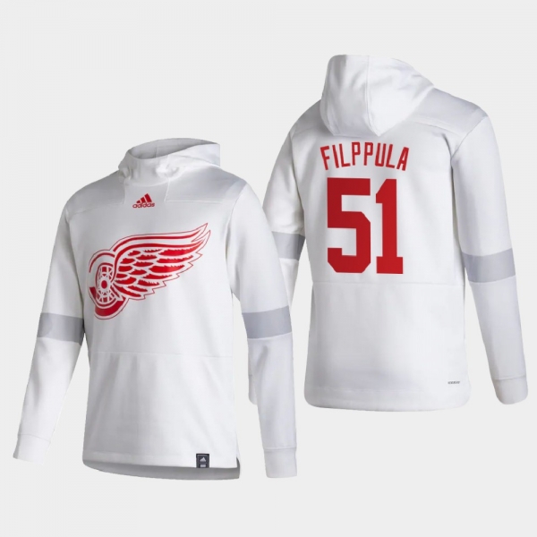 Men's Detroit Red Wings Valtteri Filppula #51 2021 Reverse Retro Authentic Pullover Special Edition White Hoodie