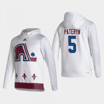 Men's Colorado Avalanche Greg Pateryn #5 2021 Reverse Retro Authentic Pullover Special Edition White Hoodie