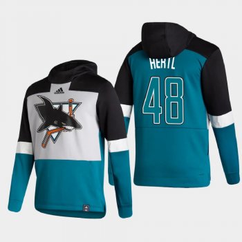 Men's San Jose Sharks Tomas Hertl #48 2021 Reverse Retro Authentic Pullover Special Edition Teal Hoodie