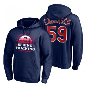 Cleveland Indians Carlos Carrasco Navy 2021 Spring Training Upper Decker Pullover Hoodie