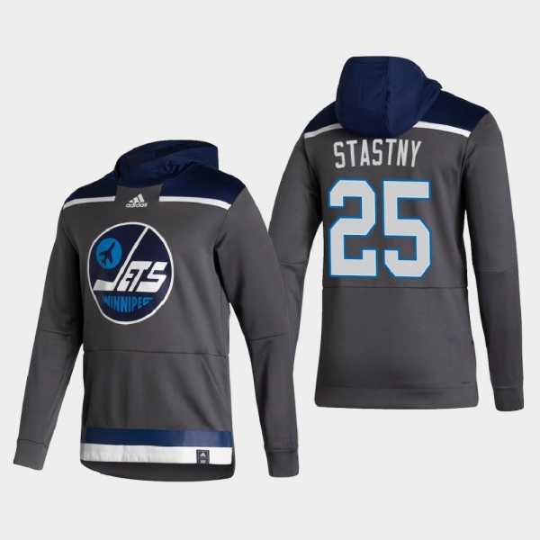 Men's HoodieMen's Winnipeg Jets Paul Stastny #25 2021 Reverse Retro Authentic Pullover Special Edition Gray Hoodie