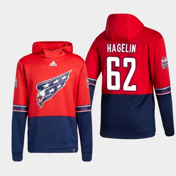 Men's HoodieMen's Washington Capitals Carl Hagelin #62 2021 Reverse Retro Authentic Pullover Special Edition Red Hoodie