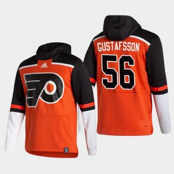 Men's Philadelphia Flyers Erik Gustafsson #56 2021 Reverse Retro Authentic Pullover Special Edition Orange Hoodie