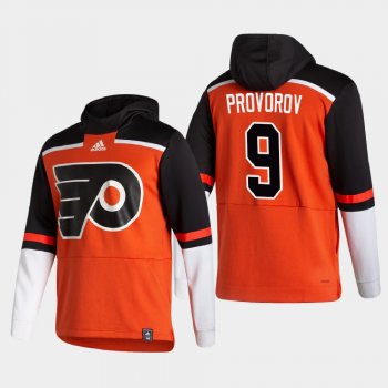 Men's Philadelphia Flyers Ivan Provorov #9 2021 Reverse Retro Authentic Pullover Special Edition Orange Hoodie