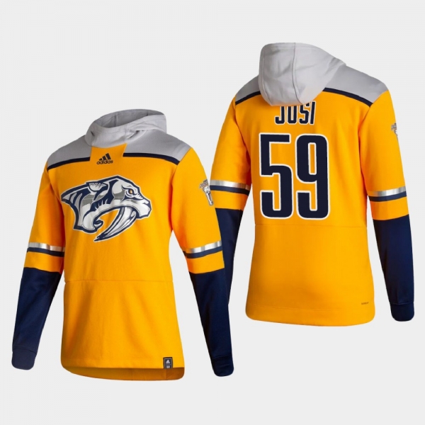 Men's Nashville Predators Roman Josi #59 2021 Reverse Retro Authentic Pullover Special Edition Gold Hoodie