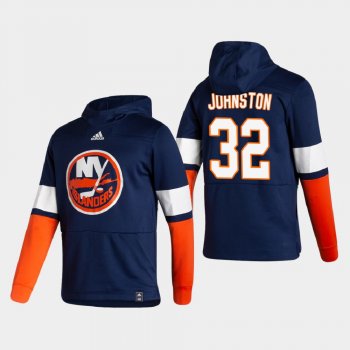 Men's HoodieMen's New York Islanders Ross Johnston #32 2021 Reverse Retro Authentic Pullover Special Edition Navy Hoodie