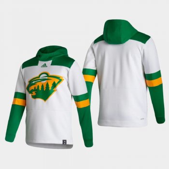 Men's Minnesota Wild White 2021 Reverse Retro Authentic Pullover Special Edition Hoodie