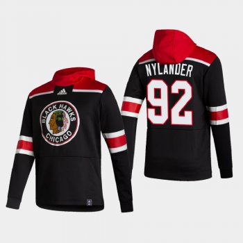 Men's HoodieMen's Chicago Blackhawks Alex Nylander #92 2021 Reverse Retro Authentic Pullover Black Hoodie