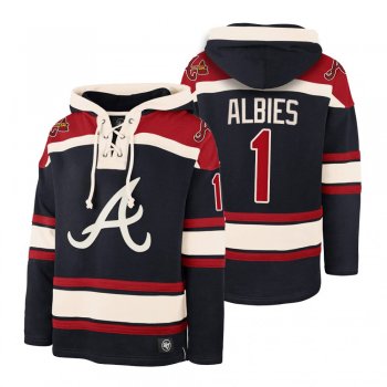 Atlanta Braves Ozzie Albies Navy Legacy Vintage Hockey Lacer Hoodie