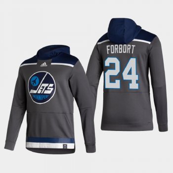 Men's Winnipeg Jets Derek Forbort #24 2021 Reverse Retro Authentic Pullover Special Edition Gray Hoodie