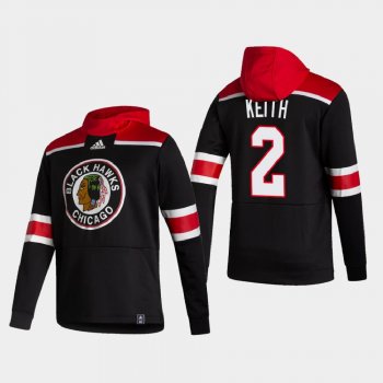 Men's HoodieMen's Chicago Blackhawks Duncan Keith #2 2021 Reverse Retro Authentic Pullover Black Hoodie