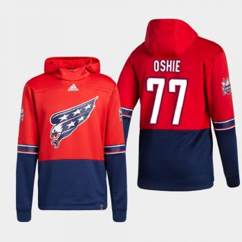 Men's HoodieMen's Washington Capitals T.J. Oshie #77 2021 Reverse Retro Authentic Pullover Special Edition Red Hoodie