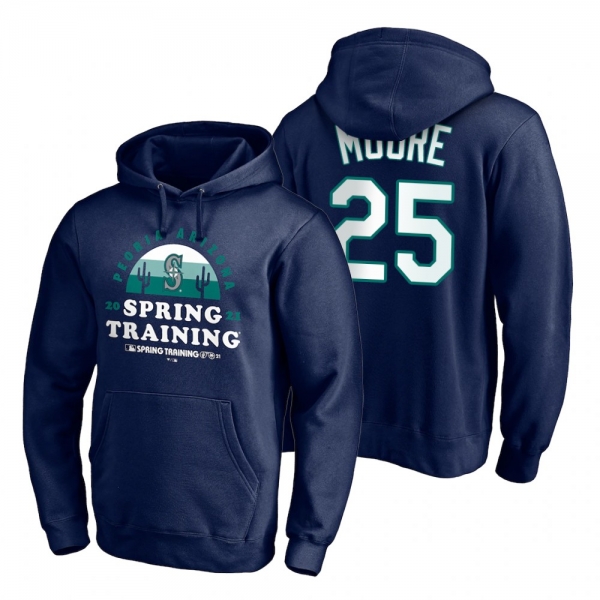 Seattle Mariners Dylan Moore Navy 2021 Spring Training Upper Decker Pullover Hoodie