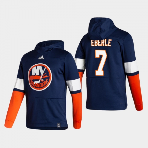 Men's New York Islanders Jordan Eberle #7 2021 Reverse Retro Authentic Pullover Special Edition Navy Hoodie