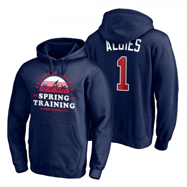 Atlanta Braves Ozzie Albies Navy 2021 Spring Training Upper Decker Pullover Hoodie