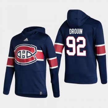 Men's Montreal Canadiens Jonathan Drouin #92 2021 Reverse Retro Authentic Pullover Special Edition Navy Hoodie