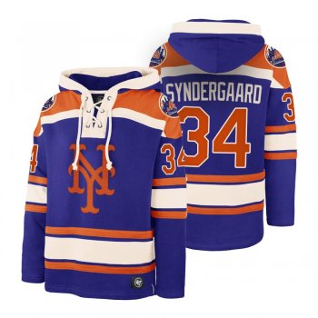 New York Mets Noah Syndergaard Royal Legacy Vintage Hockey Lacer Hoodie