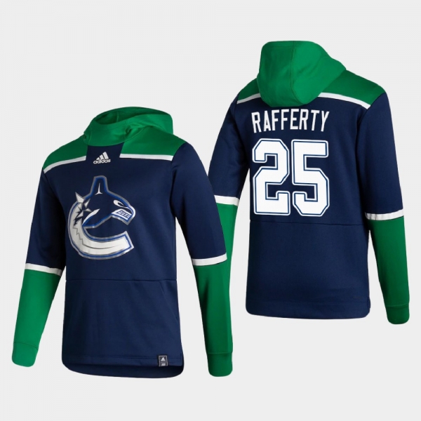 Men's Vancouver Canucks Brogan Rafferty #25 2021 Reverse Retro Authentic Pullover Special Edition Navy Hoodie