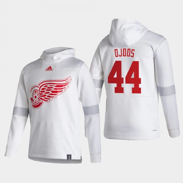 Men's Detroit Red Wings Christian Djoos #44 2021 Reverse Retro Authentic Pullover Special Edition White Hoodie