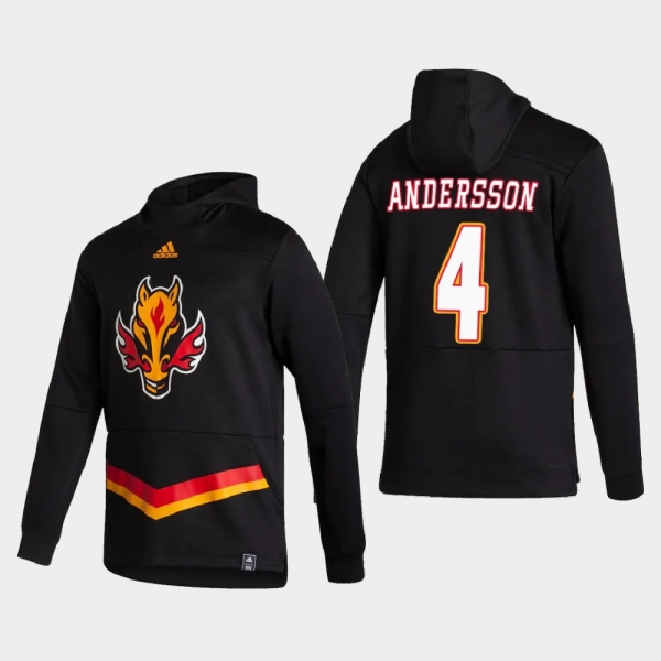 Men's Calgary Flames Rasmus Andersson #4 2021 Reverse Retro Authentic Pullover Special Edition Black Hoodie