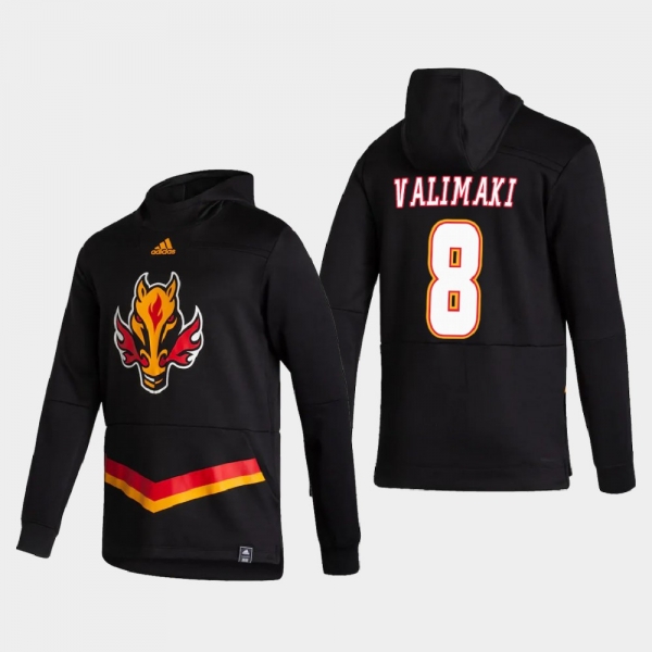 Men's Calgary Flames Juuso Valimaki #8 2021 Reverse Retro Authentic Pullover Special Edition Black Hoodie