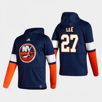 Men's New York Islanders Anders Lee #27 2021 Reverse Retro Authentic Pullover Special Edition Navy Hoodie