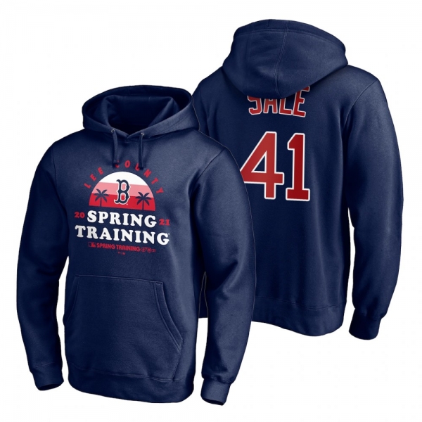 Boston Red Sox Chris Sale Navy 2021 Spring Training Upper Decker Pullover Hoodie