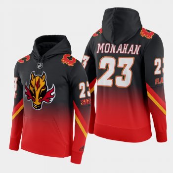 Men's HoodieCalgary Flames Sean Monahan #23 2021 Reverse Retro Gradient Pullover Red Black Hoodie